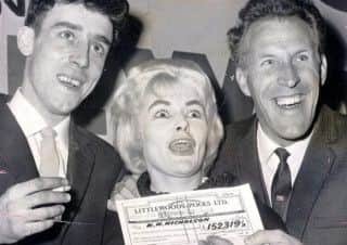 Viv Nicholson with husband Keith and Bruce Forsyth. Picture: 
Ross Parry