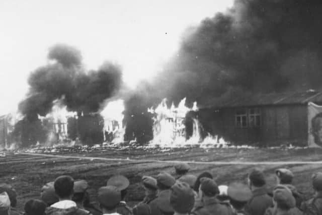 The camp is razed after liberation. Picture: SWNS
