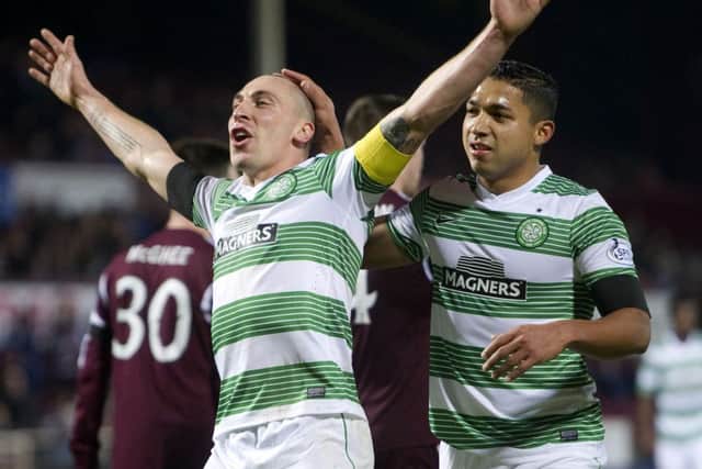 Celtic's Scott Brown celebrates during his side's infamous 7-0 cup win over Locke's Hearts. Picture: SNS