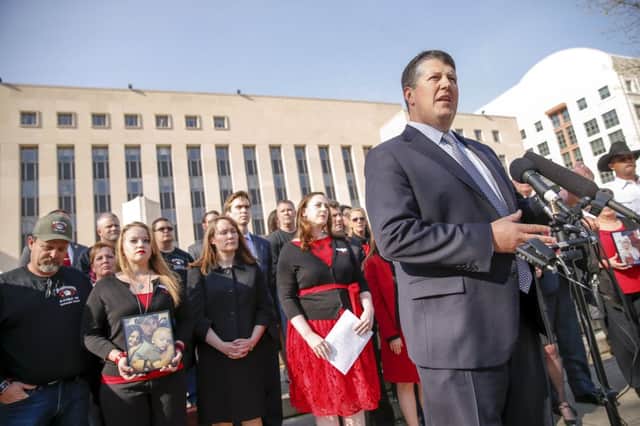 Family and supporters of the Blackwater security guards outside court in Washington. Picture: AP