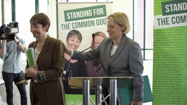 Leader of the Green Party Natalie Bennett, right, and MP Caroline Lucas. Picture: AP