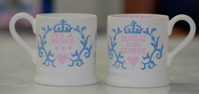 Emma Bridgewater mugs made to mark the birth of Prince George. Picture: Getty
