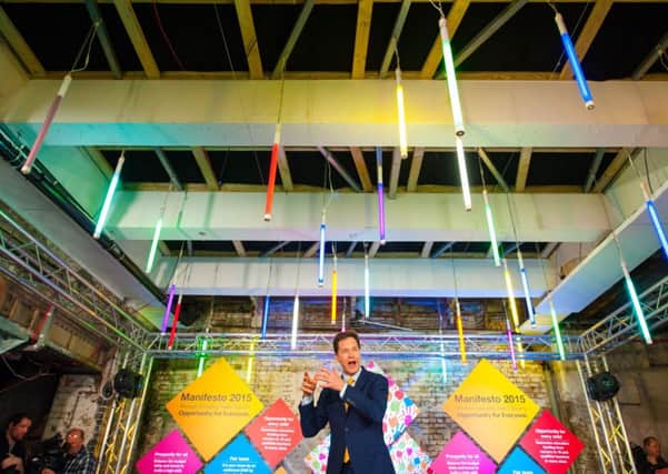 Nick Clegg speaking during the launch of the Lib Dem's manifesto launch in Battersea, London. Picture; PA