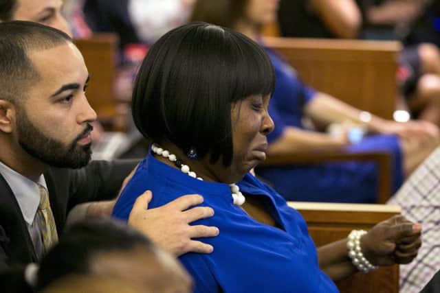 Ursula Ward, mother of the victim, Odin Lloyd, cries as a guilty verdict is read. Picture: AP