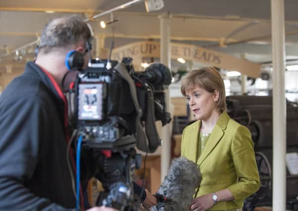 Nicola Sturgeon visiting New Lanark yesterday on the campaign trail. Picture: Johnston Press