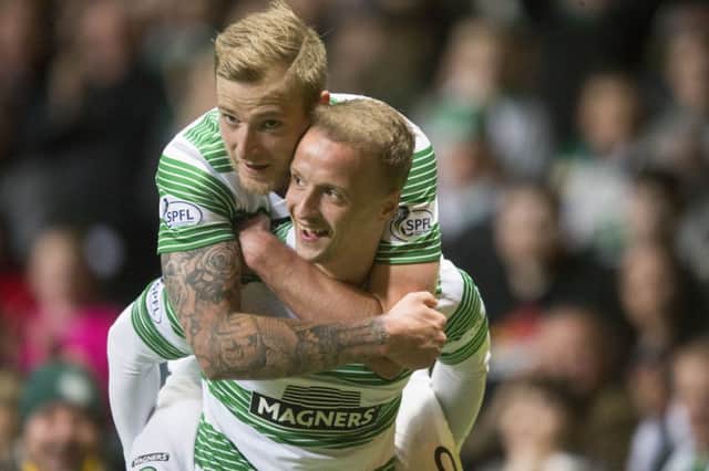 Leigh Griffiths celebrates with John Guidetti. Picture: SNS