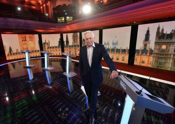 David Dimbleby on the set of the BBC Election Debate 2015. Picture: PA