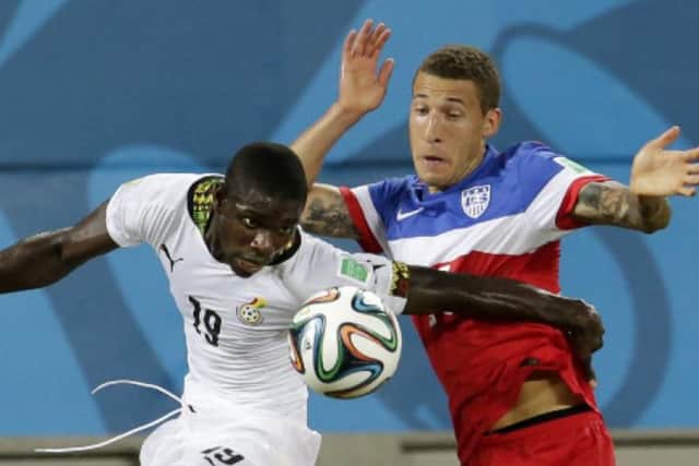 Jonathan Mensah, left, in action against the United States in the 2014 World Cup. Picture: AP