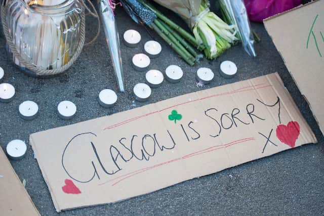 A tribute is left in George Square for mudered Irish studen Karen Buckley. Picture: John Devlin