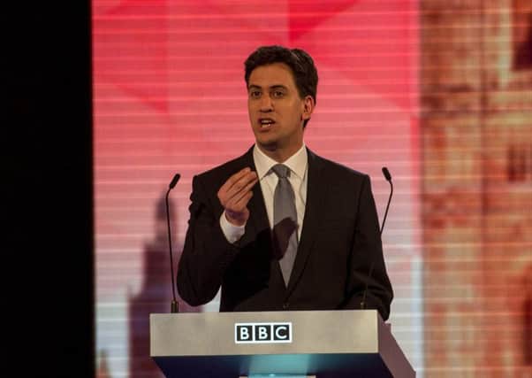 Leader of the opposition, Ed Miliband during the "BBC Challengers' Election Debate". Picture: AFP/Getty