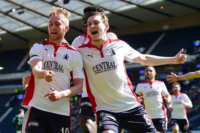 Craig Sibbald (left) netted the winner against Hibs to put Falkirk into the final. Picture: SNS