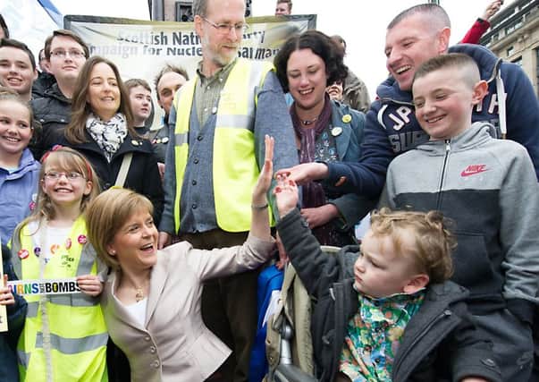 Nicola Sturgeon, seen at an anti-Trident demonstration in Glasgow, won the post-TV debate polls. Picture: John Devlin