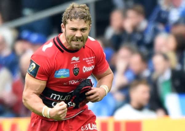 Leigh Halfpenny is fired up after kicking a penalty during Toulons defeat of Leinster.  Picture: AFP/Getty