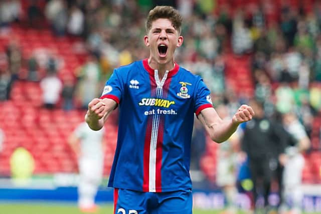 Ryan Christie shows his elation after Inverness Caley Thistle beat Celtic on Sunday. Picture: John Devlin