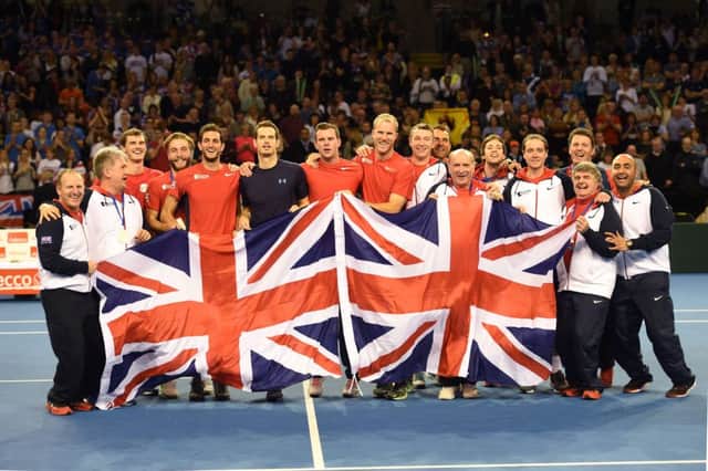 Team GB celebrate their win over USA at the Emirates Arena in Glasgow. Picture: SNS