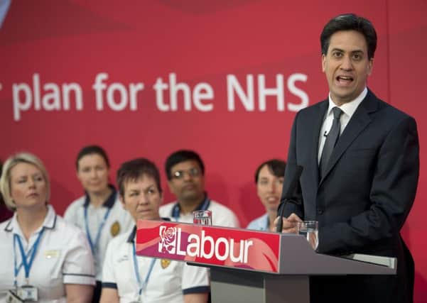 Ed Miliband addresses an audience at Manchester Metropolitan University. Picture: AFP/Getty Images