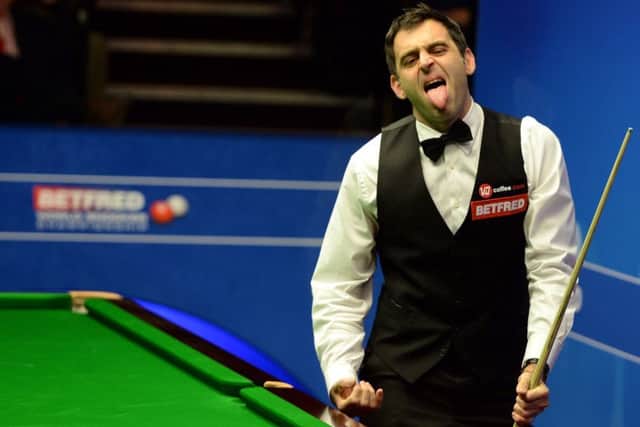 Ronnie O'Sullivan reacts during his first round win over Craig Steadman in Sheffield. Picture: Getty