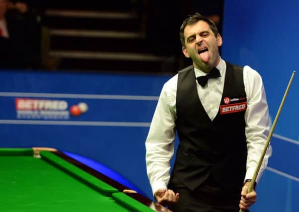 Ronnie O'Sullivan reacts during his first round win over Craig Steadman in Sheffield. Picture: Getty
