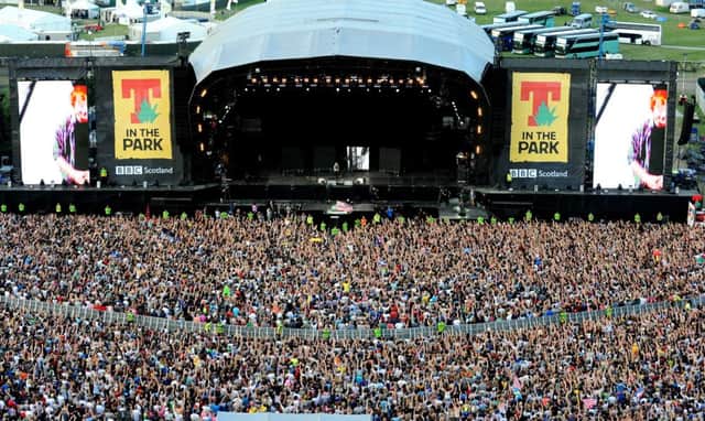 Thousands of fans throng the main stage for the last T in the Park at Balado in Kinrossshire. Picture: Lisa Ferguson