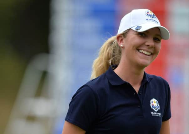 Team Europe's Linnea Strom on the final day Singles matches at the 2014 Junior Ryder Cup in Blairgowrie. Picture: Getty