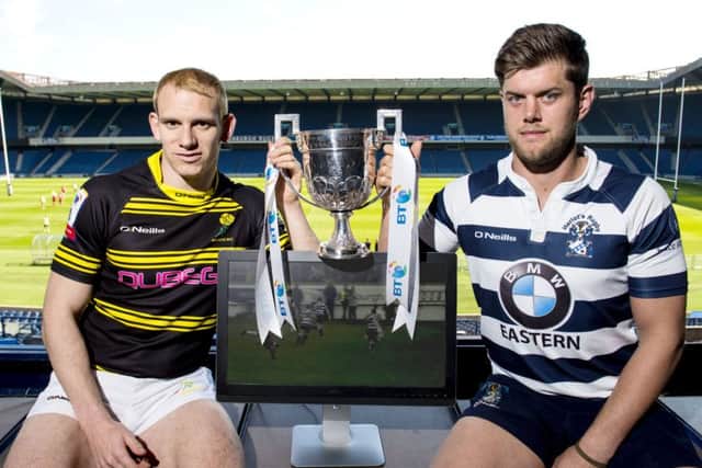 Captains Fraser Thomson of Melrose (L) and Jack Turley of Heriots will meet in tomorrows BT Premiership Grand Final. Picture: SNS Group