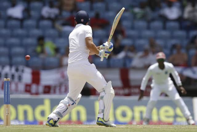 Alastair Cooks innings of 76 is brought to an end as the England captain is bowled by West Indies Shannon Gabriel  Picture: AP