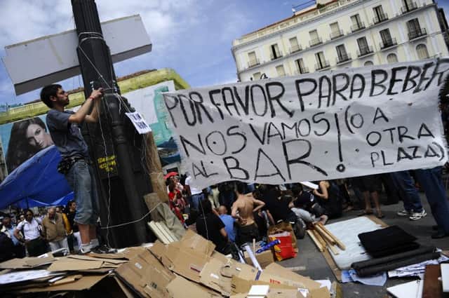 Campaigners in Madrid march to protest over austerity and high unemployment. Picture: Getty