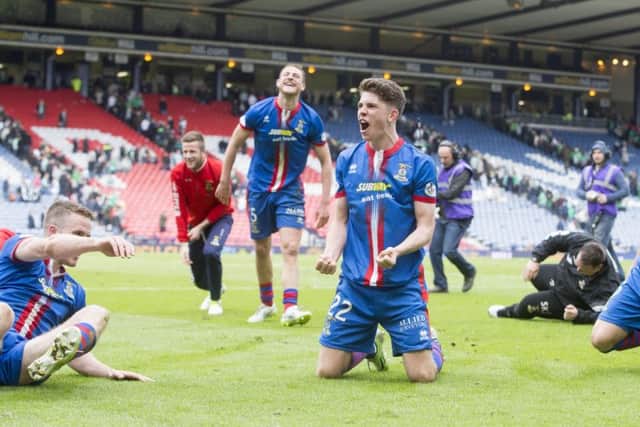 Ryan Christie, centre, pictured celebrating with team-mates after beating Celtic in the Scottish Cup semi-final, has attracted interest from other clubs. Picture: PA