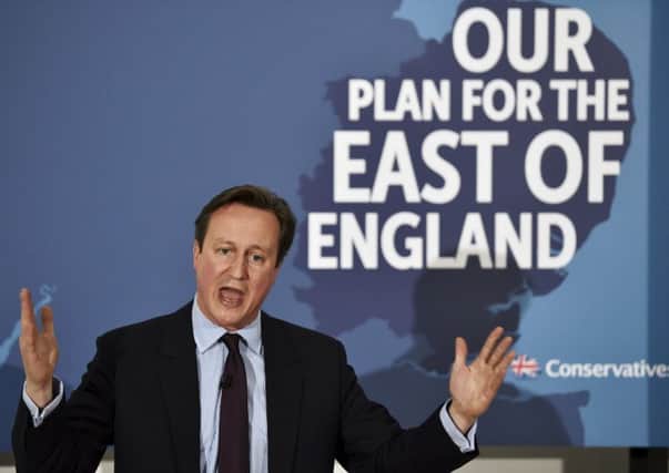 David Cameron speaks during a campaign visit in Frinton-on-Sea yesterday. Picture: Getty