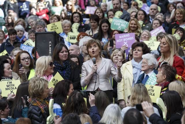 The Hope Over Fear rally in support of the SNP in George Square, Glasgow, yesterday. Picture: Robert Perry