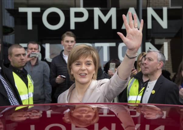 Nicola Sturgeon in an unfortunate photo-op yesterday. Picture: Robert Perry