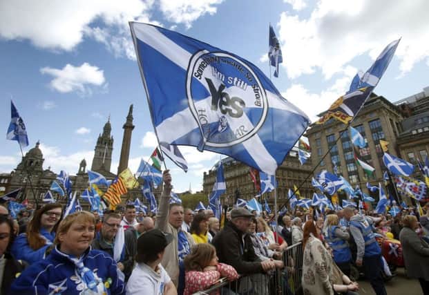 The 'Hope Over Fear' rally in George Square, Glasgow yesterday. Picture: PA
