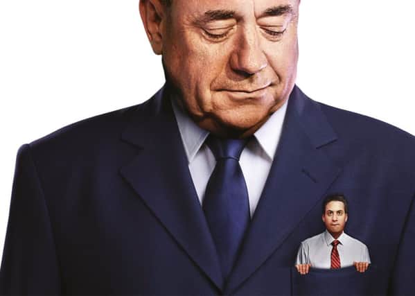 A Conservative Party campaign poster featuring Labour party leader Ed Miliband in the pocket of former SNP leader Alex Salmond. Picture: PA