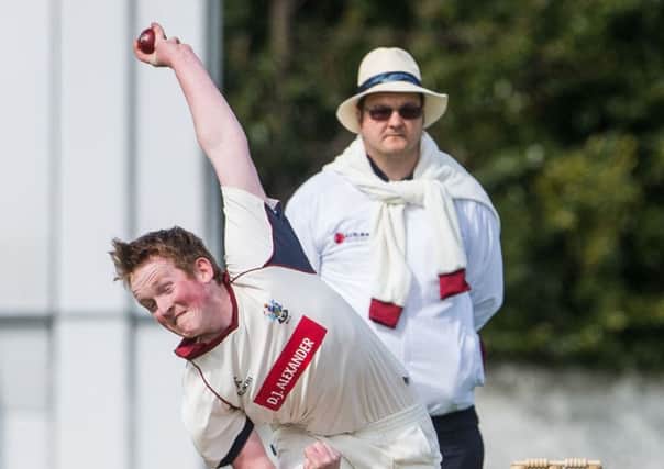 Watsonians bowler Ally Sadler sends down a delivery at Raeburn Place. Picture: Ian Georgeson