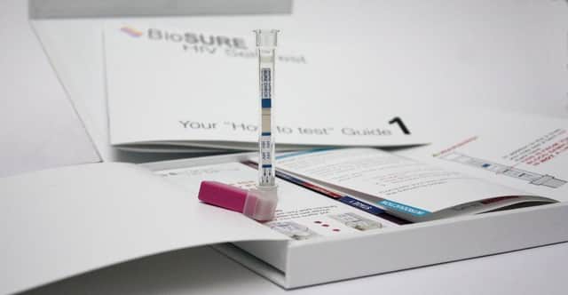 The self-test kit uses a small amount of blood from a finger prick sample. Picture: PA