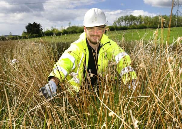 Russell Goodchild of Heritage Environmental, who acted as ecological consultants to the property developer, on the site at Glenboig in Lanarkshire which is home to the newts