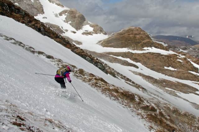 Scotlands best backcountry skiers take on Lawers of Gravity. Picture: Roger Cox