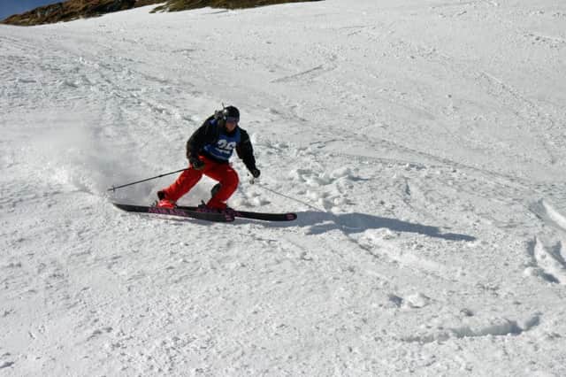 Scotlands best backcountry skiers take on Lawers of Gravity. Picture: Roger Cox