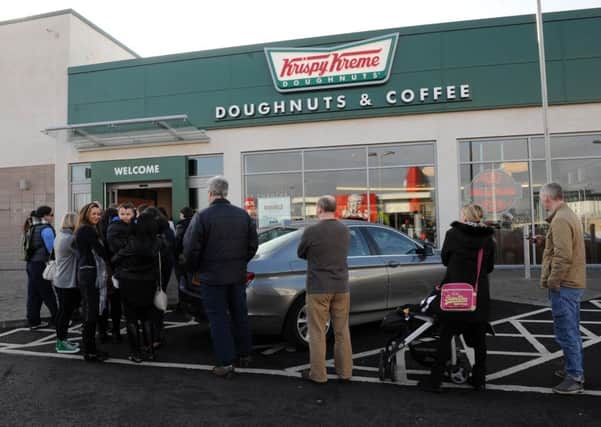 Queues outside Krispy Kreme at Hermiston Gait in the days after it opened in February 2013. Picture: Ian Rutherford