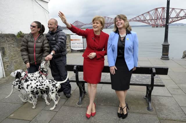 Sturgeon and candidate Michelle Thomson in South Queensferry. Picture: AFP/Getty