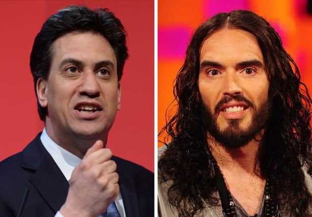 Labour leader Ed Miilband, left, and comedian Russell Brand. Picture: PA