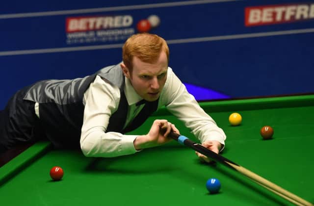 Anthony McGill is a study in concentration during his quarter-final match against Shaun Murphy. Picture: AFP/Getty
