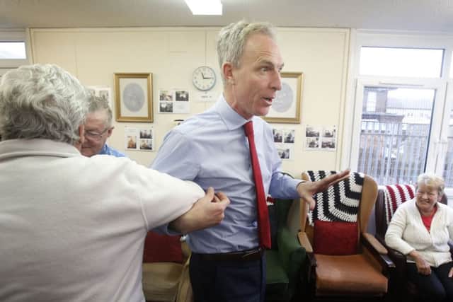 Jim Murphy on the dance floor yesterday at the Donald Dewar Day Centre in Glasgow. Picture: PA