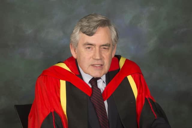 Former prime minister Gordon Brown as he received an honorary degree from Glasgow University. Picture: PA
