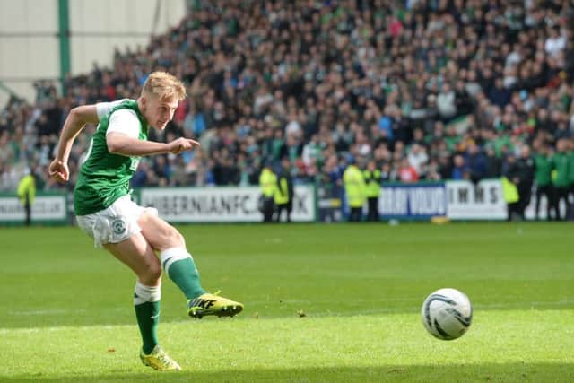 Cummings misses in the Premiership play-off final shootout to hand victory to Hamilton. Picture: SNS