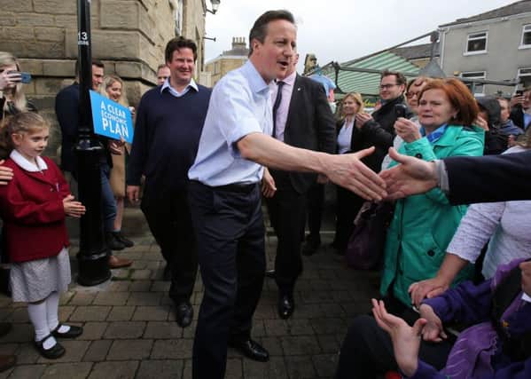 Prime Minister David Cameron meets members of the public during a walkabout in the centre of Wetherby, Yorkshire. Picture: PA