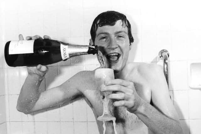 Steve Davis is game for the tabloid photographer's stunt the morning after his first World Championship win
