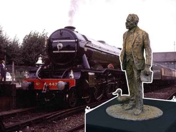 The statue of Sir Nigel Gresley and the famous Flying Scotsman locomotive. Picture: TSPL