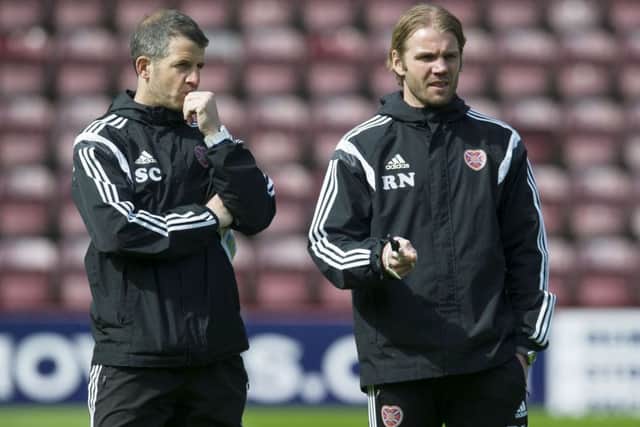 Robbie Neilson, right, with his assistant coach Stevie Crawford. Picture: SNS