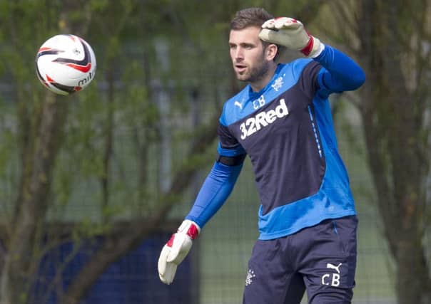 Rangers goalkeeper Cammy Bell gets on the ball in training. Picture: SNS Group